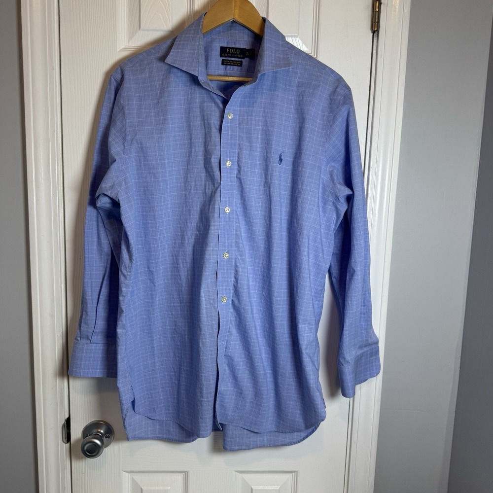 Polo‎ Ralph Lauren Long Sleeve Blue Button Shirt 16.5 32/33 Size L